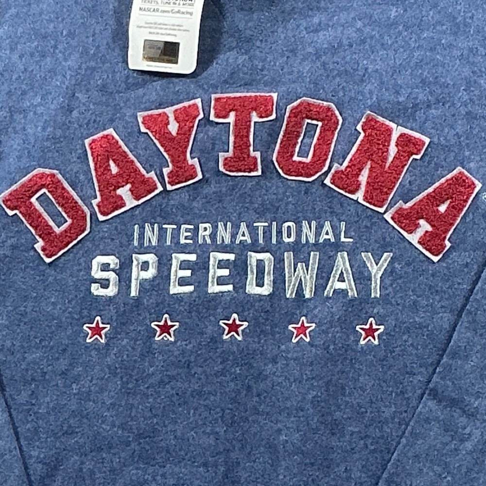 NASCAR Daytona International Speedway Blue Fleece Crewneck Sweatshirt Men's XL